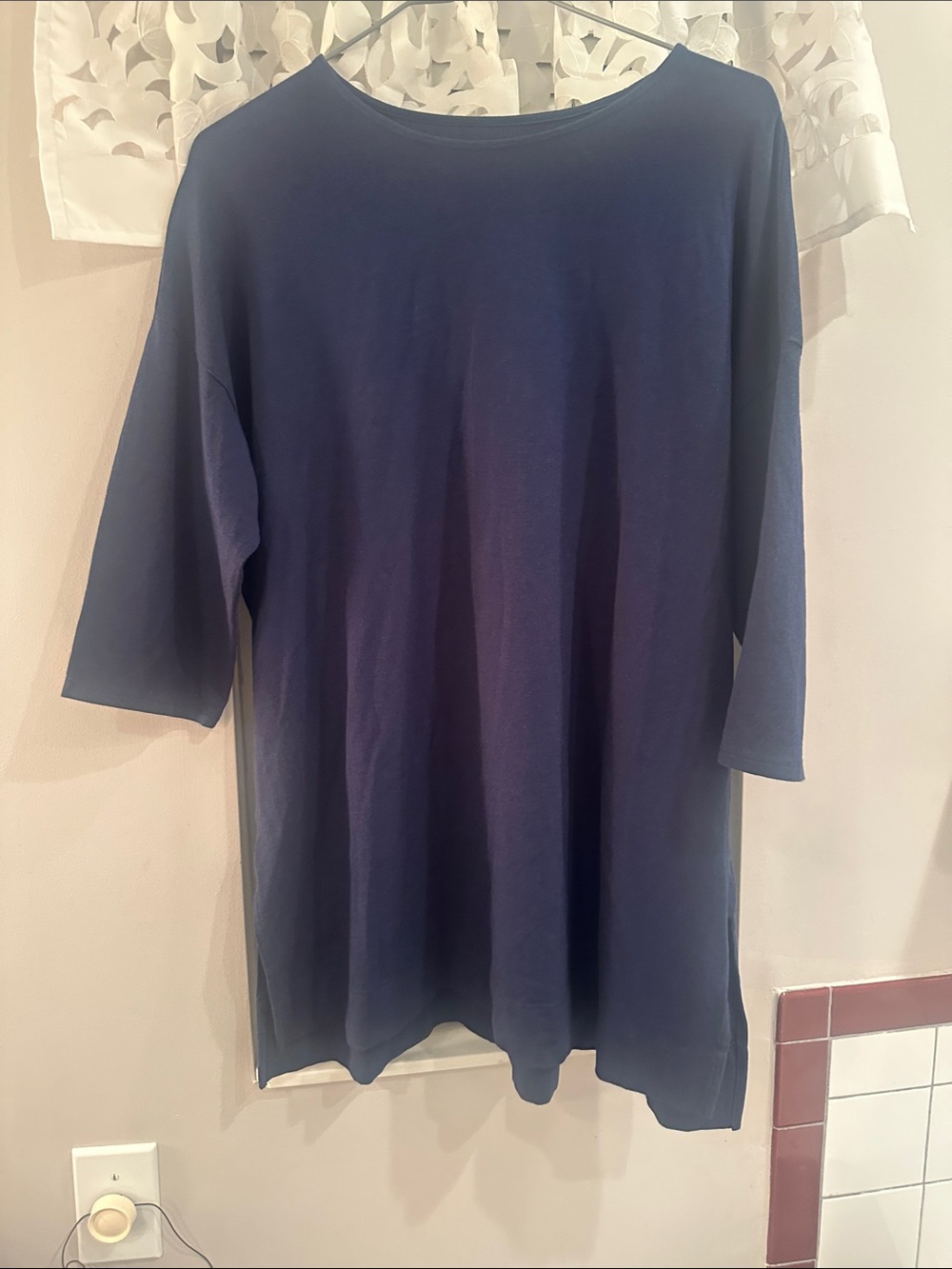 Navy Ballet Sleeve Tunic Top